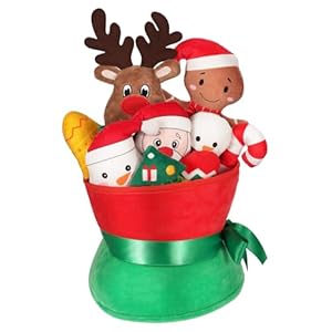 CHAWONER Hundespielzeug Weihnachten Set mit Kuschel-Eimer, 10 Quietschende Plüsch-Spielzeuge, Interaktives Welpen, kleine und mittelgroße Hunde, Zahnreinigung