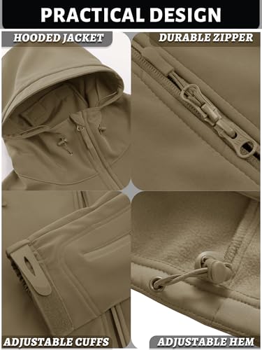 Image of TACVASEN Men's Special Ops Military Tactical Soft Shell Jacket Coat | Waterproof,windproof | Multi-pockets,adjustable hood | Ideal for rain,hiking,snow,ski