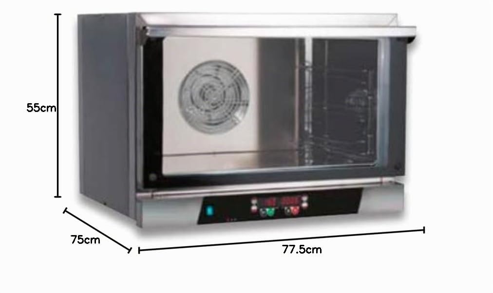 MBH - Horno Industrial de Panadería 3 Banderas 600x400. Horno de Panadería con Puertas de Doble Vidrio y Acabado Interior de Acero Inoxidable
