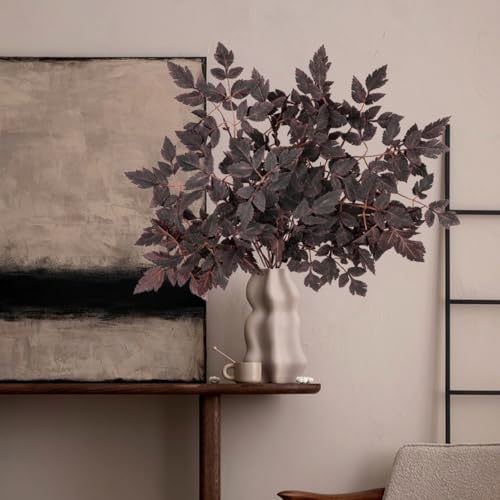 人工カエデの葉の枝5点、フェイクシミシフガ植物の葉 80cm/31.5インチ 花瓶用フェイク秋の茎植物、自宅、秋、ハロウィン、感謝祭、パーティー、テーブルセンターピース装飾に [3]