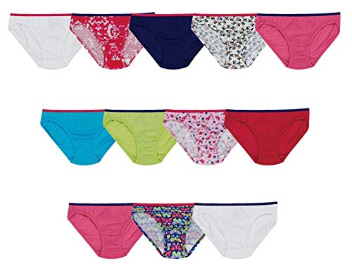 Hanes Girls 12-Pack Tagless Assorted Prints & Solids Bikini Briefs