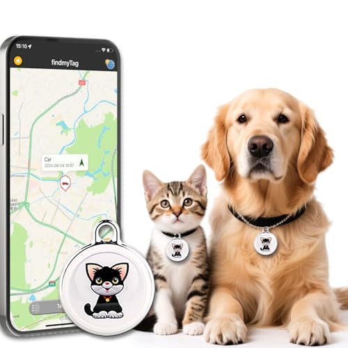 GPS Tracker for Dogs Cats Smart Pet GPS Tracker Mini Real-Time Pet Locator Waterproof Lightweight Locator with 1-Year Battery Track History| Android and iOS Universal | No Subscription