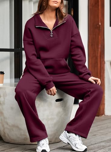 Aleumdr Womens 2 Piece Outfits Matching Sweat Sets Sweatsuit Tracksuit Zip up Sweatshirt and Sweatpants Lounge Sets3