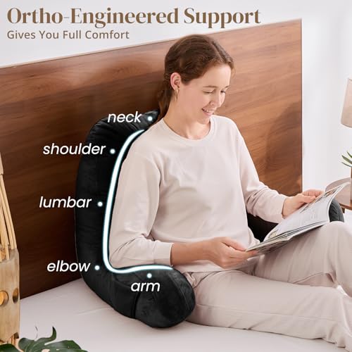 Image of Sasttie Reading Pillow for Bed, Back Pillow for Sitting Up, Black