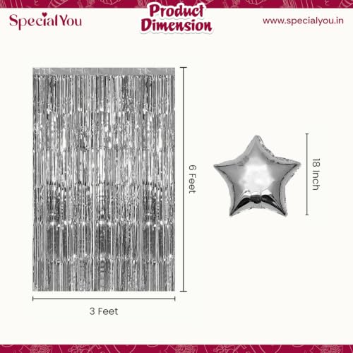 Image of SpecialYou Pink Balloons for Birthday Decoration Kit for Girl with White & Metallic Pink, Dark Pink Chrome Balloons for Decoration, Silver Fringe Backdrop Curtains, Birthday Paper Banner- 46 Pcs
