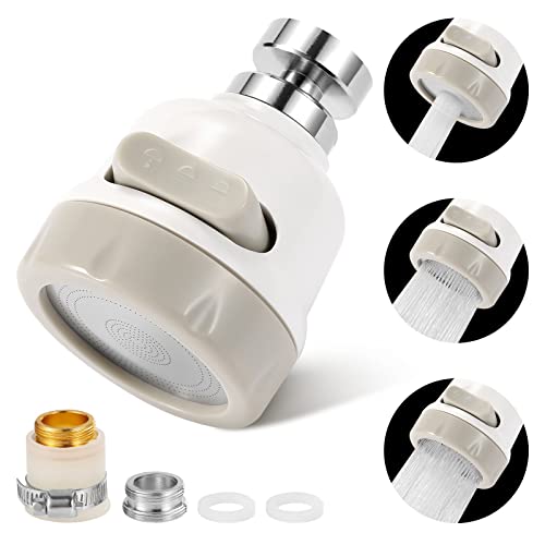AMENER Movable Flexible Kitchen Tap Head With Filter Moveable 360 degree Rotable Swivel Water Saving Faucet Diffusser Water Purifier With M22 M24 Fitting (White)