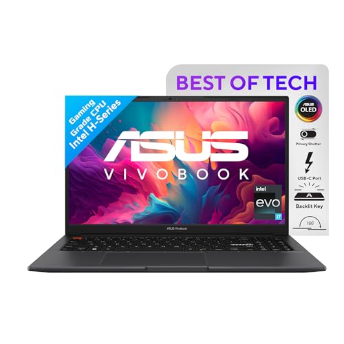 Image of ASUS Vivobook S15 OLED 2022, 15.6 inch 39.62 cms FHD OLED, Intel Core Evo i7-12700H 12th Gen, Thin and Light Laptop (16GB /512GB SSD /Iris Xe Graphics /Windows 11 /Office 2021 /Black /1.8 kg) K3502ZA-L702WS