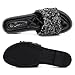 Shoe Land Joli Women's Flat Sandals, Fashion Sparkly Slides, Open Toe Rhinestone Slippers, Glitter Bling Casual Sandals with Cushioned Footbed for Summer, Daily Wear, and Party, BlackSQ, Size 7.0