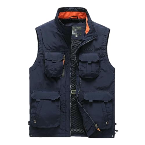 Chaleco sin mangas de hombre azul casual con bolsillos para verano