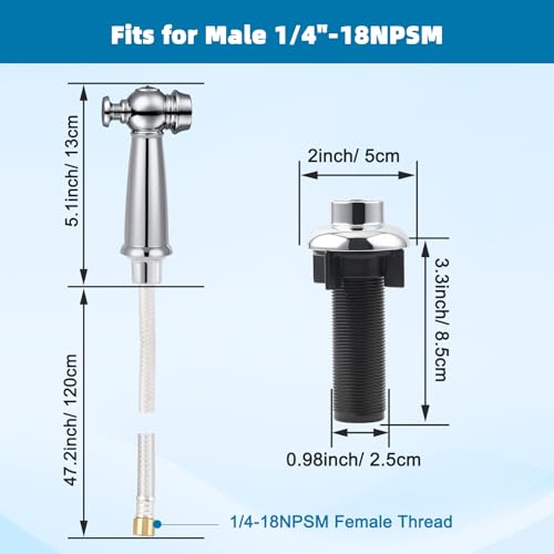 Image of Universal Kitchen Sink Side Sprayer Head with Hose /Holder /Adapters, Chrome