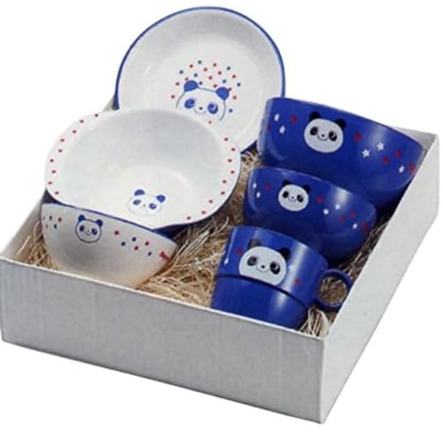 山中漆器 山中塗 子供食器セット ハグミー (6点セット, パンダ)
