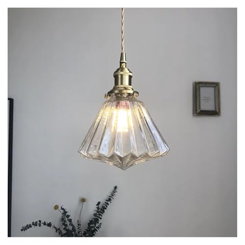 Lustre suspension laiton et verre Type A - Luminaire rétro chic blanc chaud