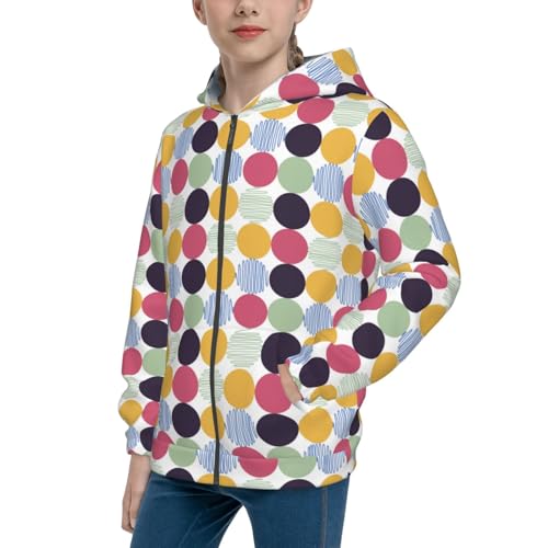 Polka Dot Kid Hoodies Boys Zip Up Sweatshirts Girls Pullover with Pocket