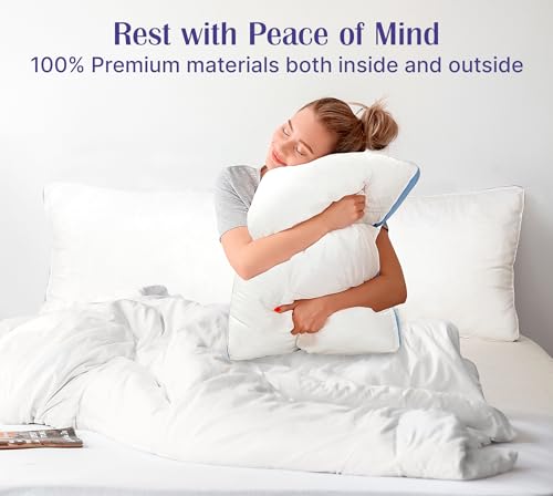 Image of ROYALE LINENS Pillows Standard Size Set of 2 -Bed Pillow for Sleeping -Cooling Pillow for Back, Stomach or Side Sleepers -Down Alternative Std Gusseted Pillows -Hotel Quality (20x26 Inches, Pack of 2)