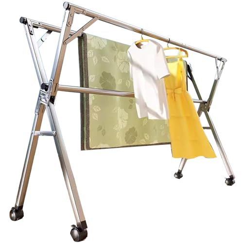 Étendoir à linge acier inoxydable pliable robuste long 160 cm séchoir modulable extérieur