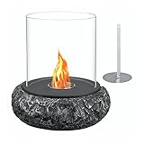 BauGro' TT-50 Table Fireplace Feuerschale Tischkamin - Rußfrei – Edle Feuerschale Indoor & Outdoor in Anthrazit aus Edelstahl & Glas