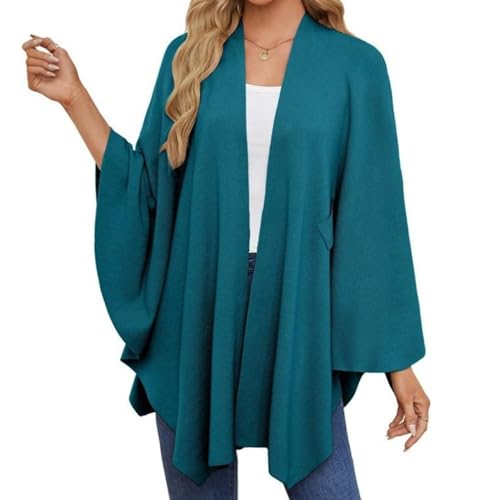 2025 Cross Front Knit Poncho Sweater Elegant Shawl Wraps Soft Open Front Poncho Sweater, for Travel & Office4
