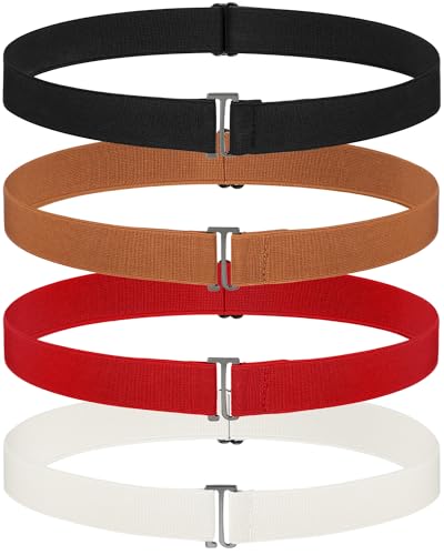 SATINIOR 2/3/4 Pack Women Elastic Stretch Belt Invisible Belts with Flat Buckle for Jeans Pants Dresses