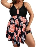 Hanna Nikole Plus Size One Piece Swimdress Swimsuit Orange Floral 6X