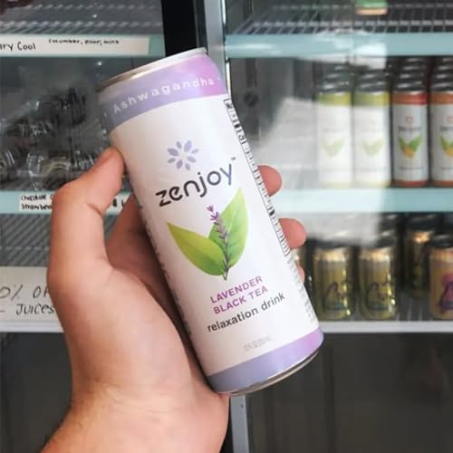 Zenjoy Lavender Black Tea Relaxation Drink 4 Pack - Calming Drink with Ashwagandha & Lemon Balm - Non-Alcoholic Beverage Infused with L-Theanine for Enhanced Focus - 12oz Cans - Image 4