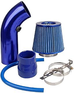 CarBole Universal Cold Air Intake Filter Alumimum Kit with Clamp Accessories,Fit for Vehicle with the Diameter of Air Intake Hose Measures at 76mm/3" or 64mm/2.5"(BLUE)