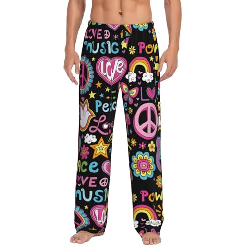 Peace Love and Dove Flower Power Mens Pajama Pants Comfy Lounge Pj Pants Casual Pajama Bottoms