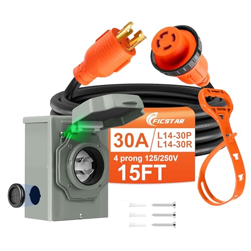 Ficstar 15 FT 4 Prong 30 Amp Generator Cord and