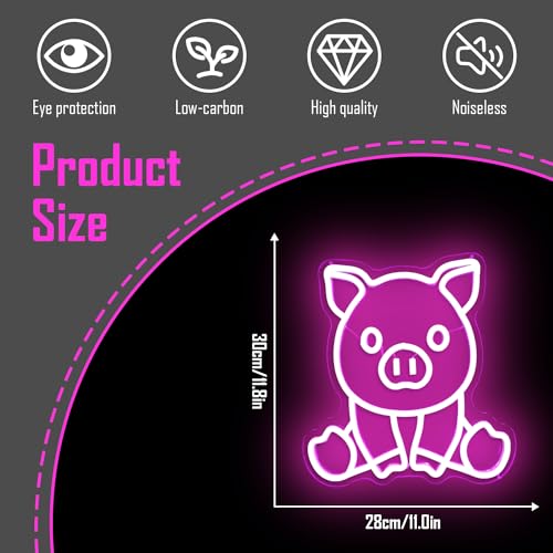 Image of Sitting Pig Neon Sign Cute Sitting Pig Led Neon Sign for Wall Decor Pig Neon Light Sign Pig Sitting Neon Sign Light Up Sign for Bedroom Game Kids Room Bar Shop Club Party Decor Gift, coloful