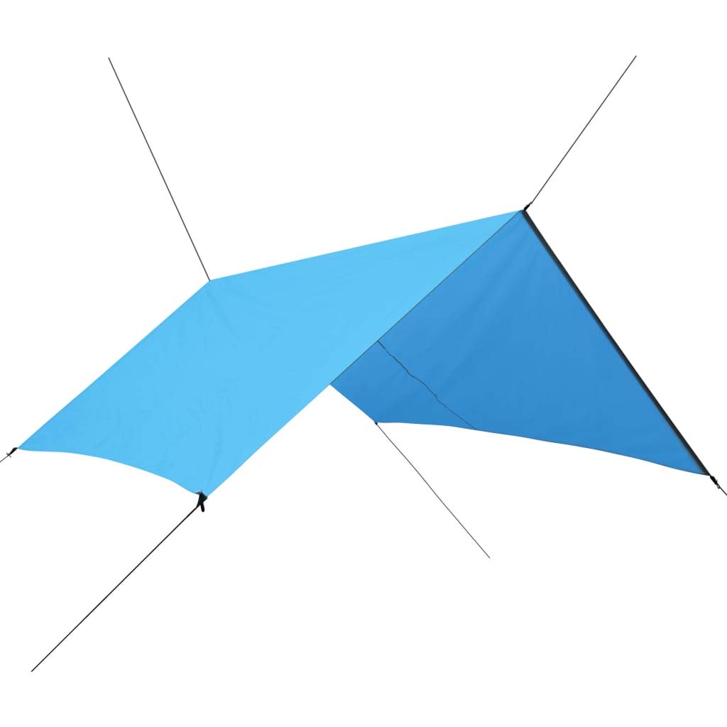 Bâche de Camping 3x2,85 m Bleu, Bâche d'Extérieur en Polyester 180T avec Revêtement PA Hydrofuge, Abri de Pluie pour Tente et Hamac, Tapis de Pique-Nique, Livré avec 6 Chevilles