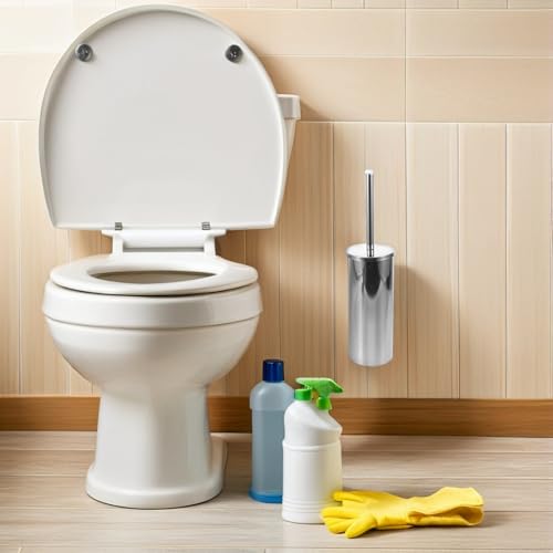 Brosse WC en acier inoxydable argenté Mikikit haute résistance