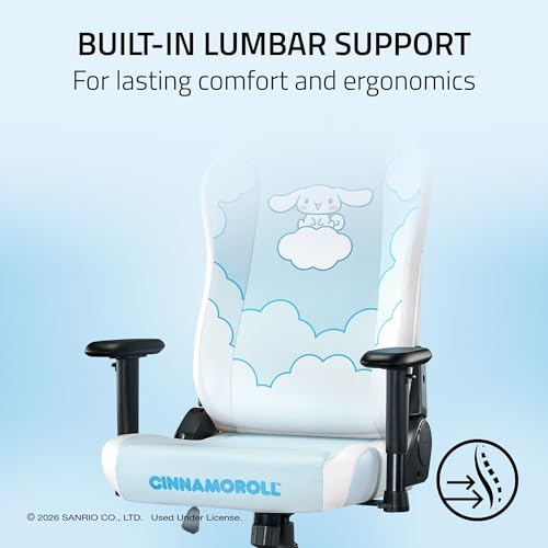 Image of Razer Iskur V2 X NewGen Ergonomic Gaming Chair - Built-in Lumbar Support, Cooltouch Gen-2 EPU Leather, Ultra-Wide Seat Base, Adjustable 152 Degree Recline, Foam Cushions - Cinnamoroll Edition