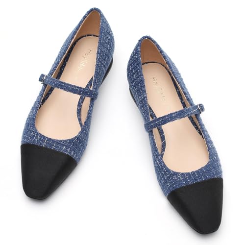 Image of Women's Comfortable Leather Mary Jane Flats Walking Shoes Cute Business Casual Dress Work Shoes