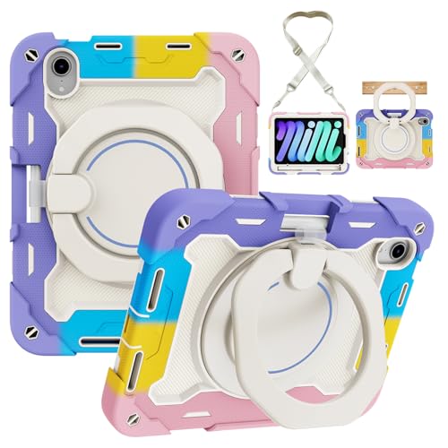 Protection iPad mini 7 antichoc avec support rotatif 360 et bandoulière