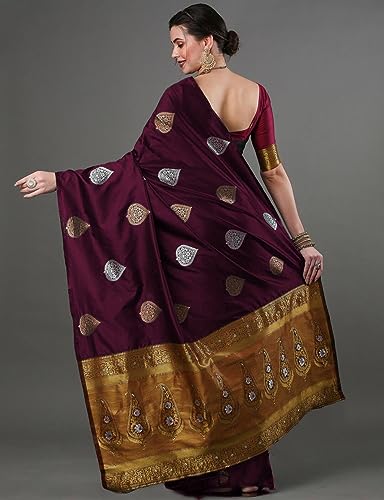 Image of Flosive Women's Mix Color Kanjivaram Silk Saree With Blouse