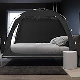 EighteenTek Bed Tent Full Size Bed Canopy, Light Reducing Sleeping Tent Lightweight Portable Indoor Tent Breathable Privacy Space on Bed with 2 Doors for Adults Kids Autism (Full, Black)