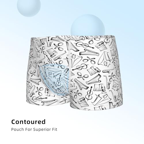 Boys' Cotton Boxer Brief Soft Underwear-Black White Music4