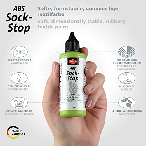 Viva Decor ABS Sock Stop 82 ml - Kiwi - Flüssige Anti-Rutsch-Beschichtung für Socken, vielseitig einsetzbar auf Wolle, Filz, Teppichen und Textilien - Sock Stopper Flüssig für sicheren Halt