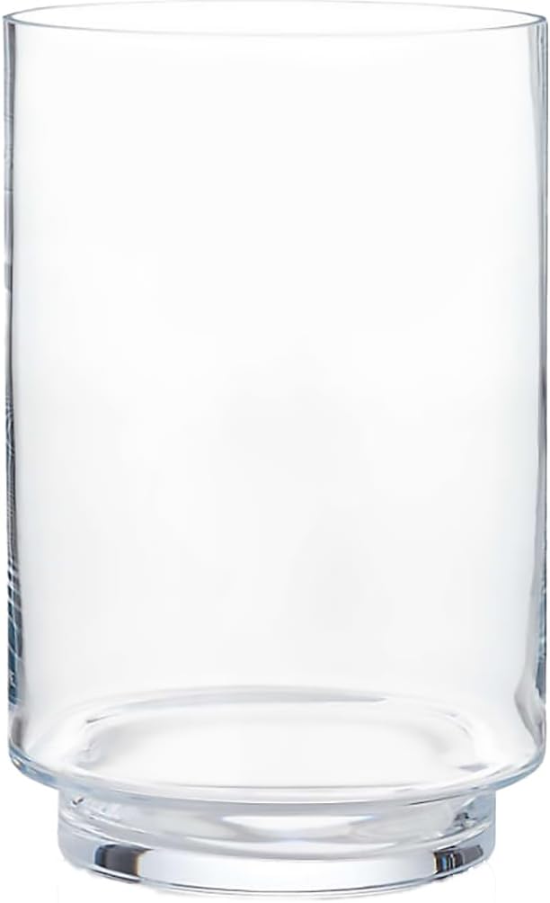 WGVI Clear Glass Pedestal Hurricane Candle Holder, 9" W, 14" H, Footed Decorative Vase for Pillar Candles, Elevated Cylinder Candleholder on a Riser Round Base, Centerpieces, Home Décor, 1 Piece