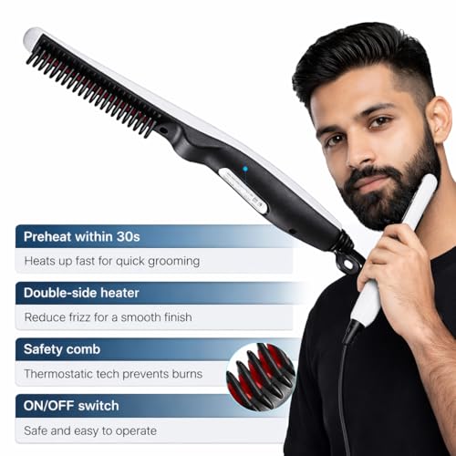 Image of Quick Hair Styler for Men Electric Beard Straightener Massage Hair Comb Beard Comb Multifunctional Curly Hair Straightening