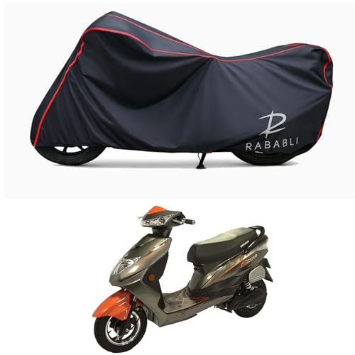 Image of Waterproof Bike Body Cover Compatible for | Okinawa Ridge 100 | Taffeta Fabric, Red Piping Design, Bottom Elastic Fit | Dustproof, Sun UV & Rain Protection for All Bikes