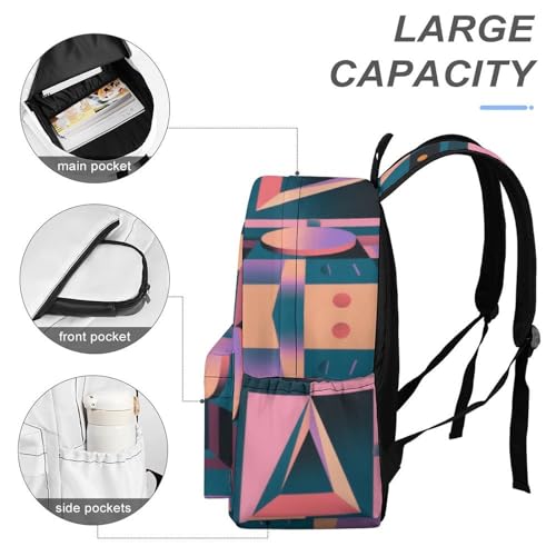 Geometric Illusion Printed Backpack Water-Resistant Pack Bulk Backpack Lightweight Travel Backpack4