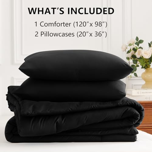 Image of HIMEET Oversized King Comforter Sets, 3 Pieces with 2 Pillowcases, Black