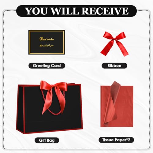 Image of JMANNI Gift Bags with Handles, 13 inch Medium Gift Bags with Tissue Paper