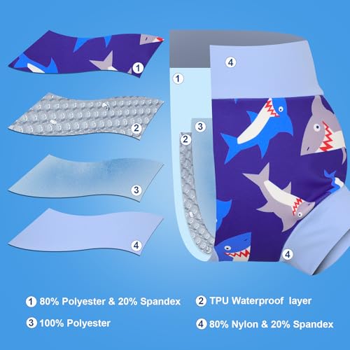 MOEMOE Baby Reusable Swim Diapers 3Pcs Comfortable Waterproof Baby Swim Diapers for Boys Swim Lesson 4T4