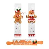 nuvagiki Christmas Refrigerator Handle Covers Decor, 3 Pack Christmas Gingerbread Handle Covers for Kitchen Refrigerator Appliance Decorations Indoor, Xmas Washable Holiday Decor