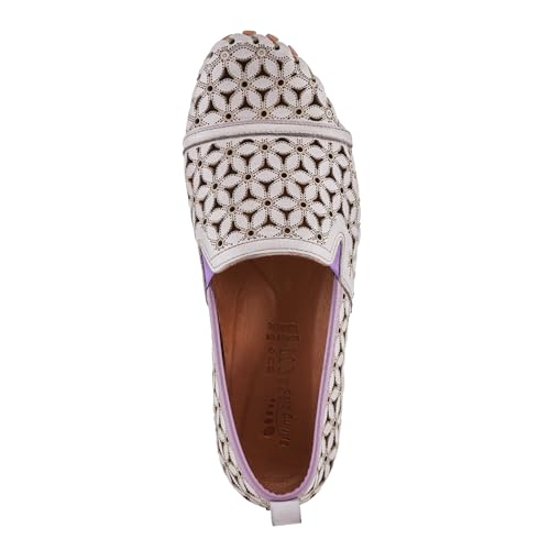 Image of Spring Step Flowerflow Shoes for Women - Leather Womens Loafer with Floral Laser Cutout - Comfortale Slip-On Shoes for Womens
