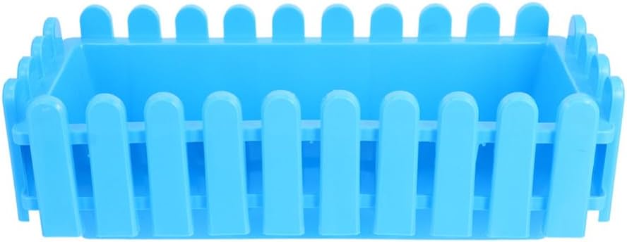 Milisten Window Box Planter Wooden Plant Pot Picket Fence Pot Window Box Garden Bed for Wedding Home Decoration Blue
