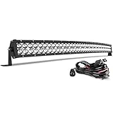 AUTOSAVER88 LED Light Bar 4D 42 Inch Curved Led Work Light 350W with 10ft Wiring Harness, 35000LM Offroad Driving Fog Lamp Marine Boating Light IP68 Waterproof Spot & Flood Combo Beam