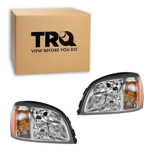 Image of TRQ Headlight Assembly Set GM2502208 GM2503208 Compatible with 2000-2002 Cadillac DeVille