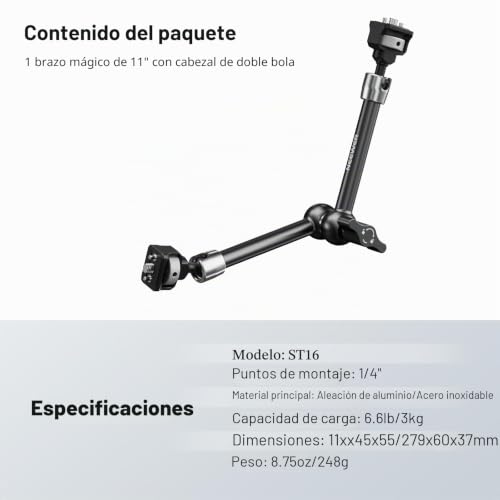Brazo mágico articulado anti-giro NEEWER de 11 pulgadas con pines ARRI para monitor de cámara 5